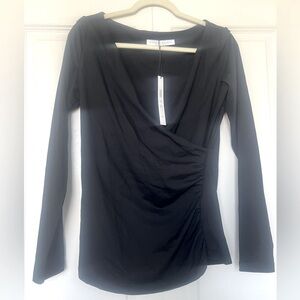 Susana Monaco Black Draped Long Sleeve Top